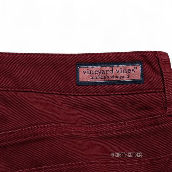 Vineyard Vines Cavalry Twill 5 Pocket Pants Burgundy Red Straight Leg Size 28x30 - Picture 6 of 10